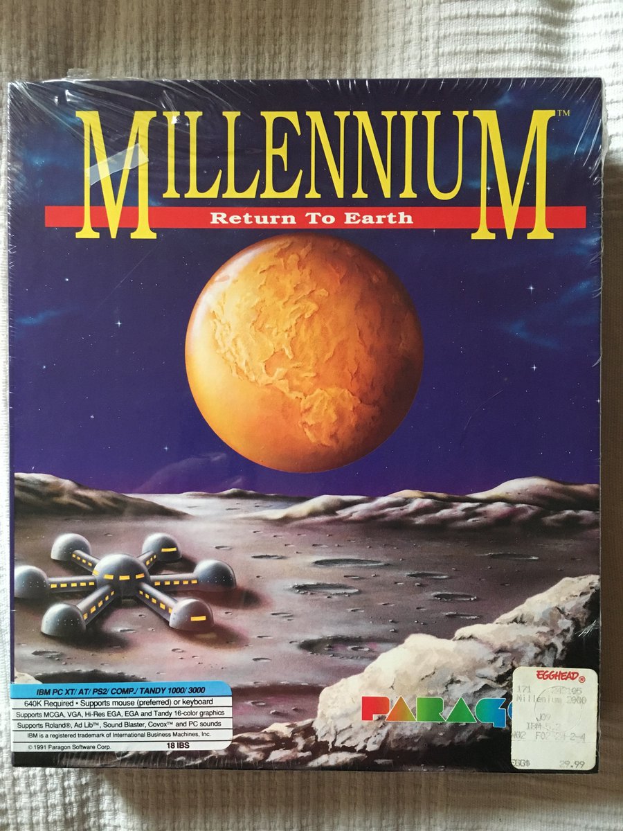 retrowebgame's tweet photo. RT @Wiborg1978: Mail Day #3: #Millennium: Return to Earth (aka Millennium 2.2)
by #ParagonSoftware from #MicroSoft in 1989. Itยดs a forerunner to #Deuteros
#RETROGAMING #DOSgaming @dancingcrab @bbpcgc @RichardPickles9 @LordKritisch @Pixelengineer_ https://t.co/UqNGZjK9ez