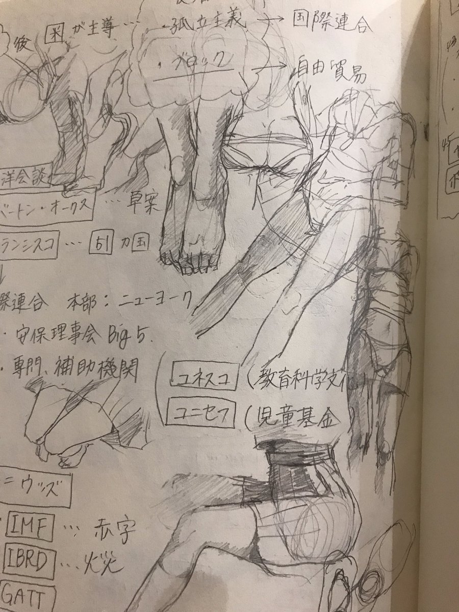 授業中の落書き発掘
②女体を描きまくる変態 