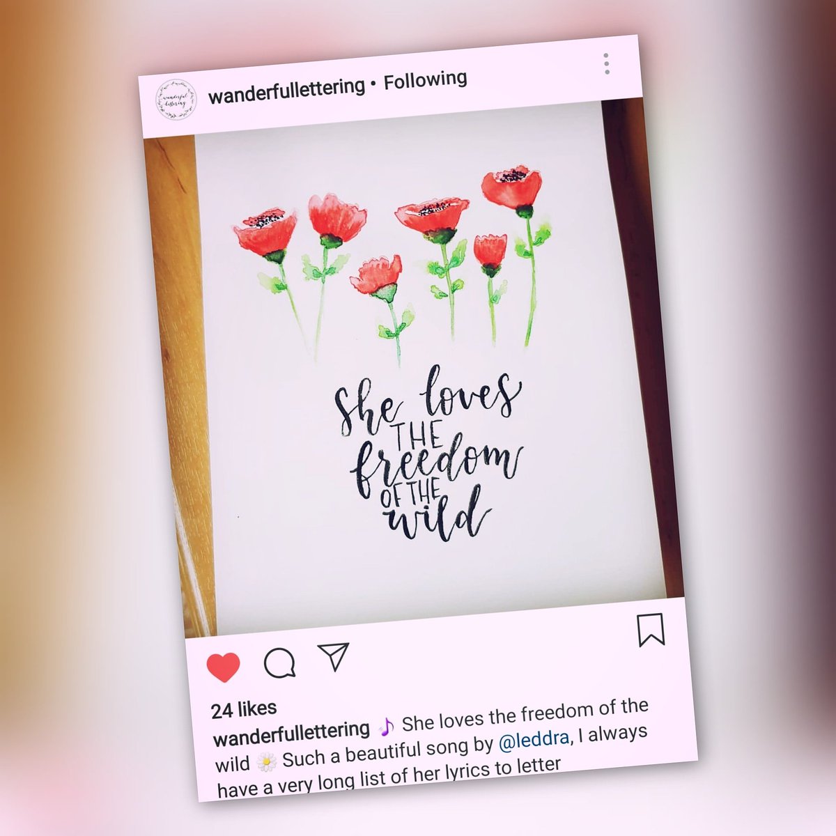 Leddra's tweet photo. Absolutely love this by @wanderfullettering ! Thanks for using my lyrics :-) :-)
.
#storylyrics #marisajones #leddra #singersongwriter #songwriting #songlyrics #lyricportrait #discoverart #watercolour #flowerart #discoverportrait https://t.co/oSgZL9I0We