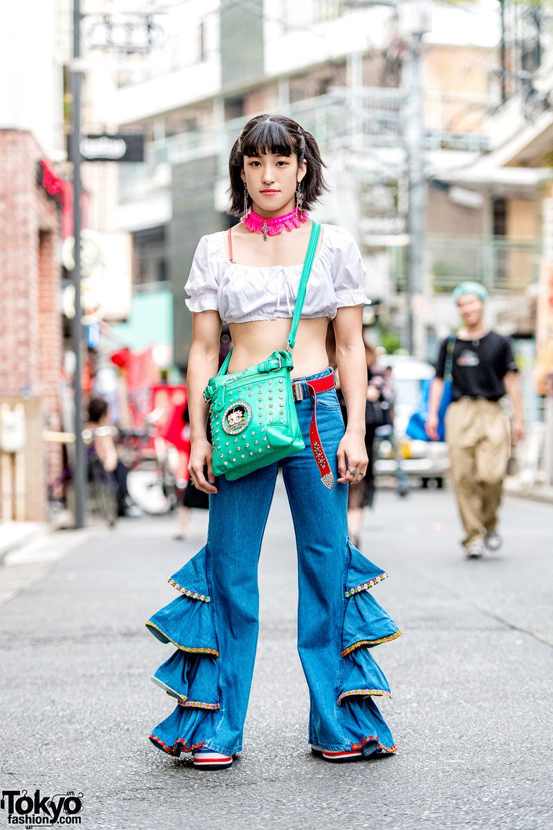 Japanese female boxer Mizuki on the street in Harajuku wearing a