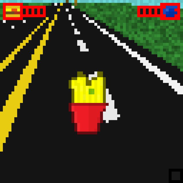 NoExtraLives's tweet photo. Fill your hunger meter with some pixelated fries! Our #LOWREZJAM progress for today is a simple item system. https://t.co/kgdIGHfbGy