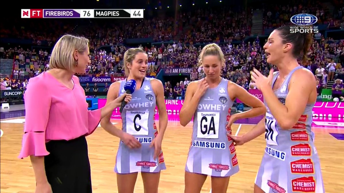 missamyleigh's tweet photo. It’s all over!! Thank you for the Netball. Thank you for changing the game! We love you guys!! @shae_brownie @Sharni_Layton @ErinBell_  #wakeupnetball https://t.co/QOColZwWlL