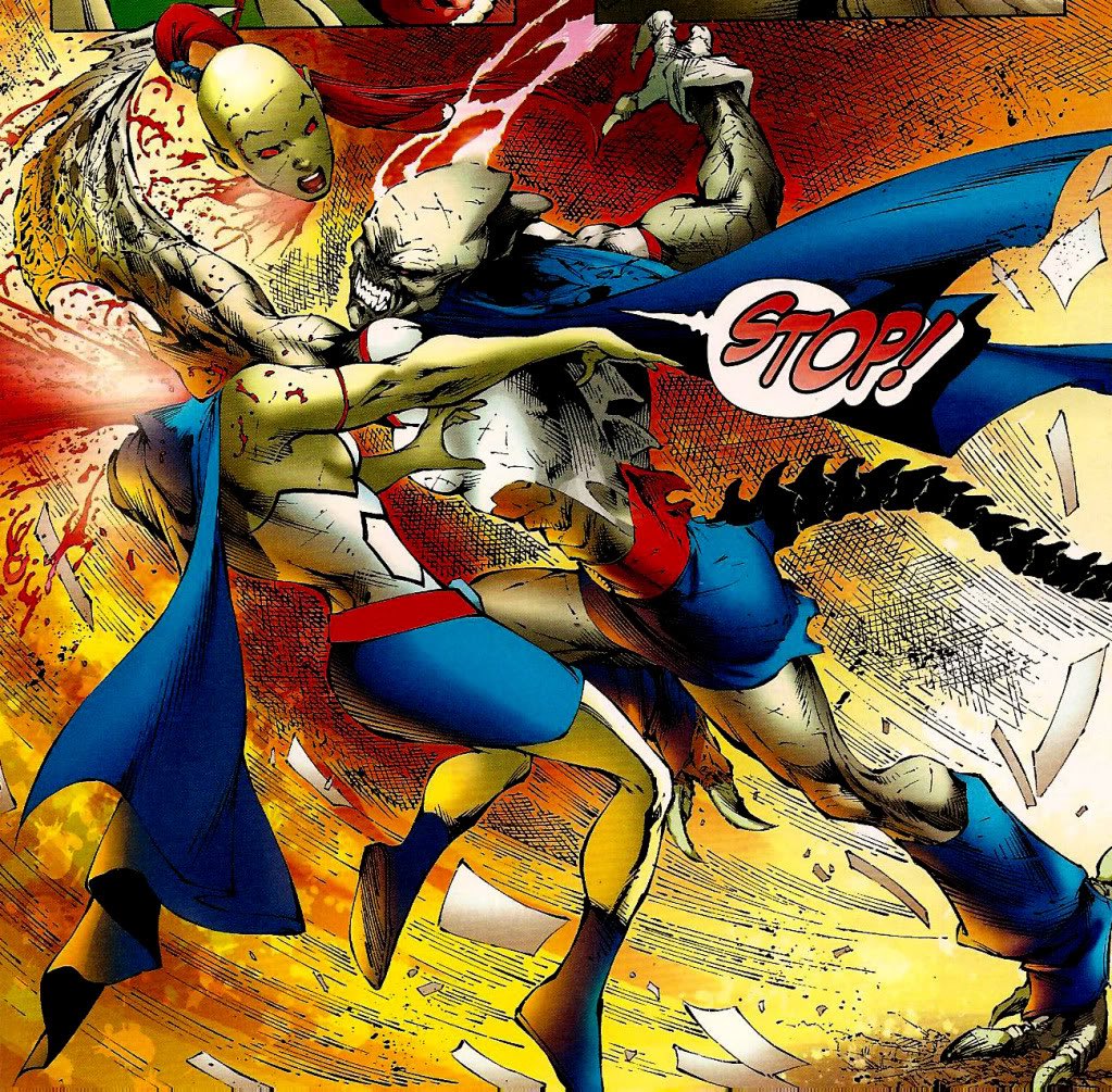 Out of a fit of accidentally rage M’gann kills her future self which is bad news for her because her psyche stayed in with M’gann Head when she try to get Miss M to embrace her White Martian heritage.