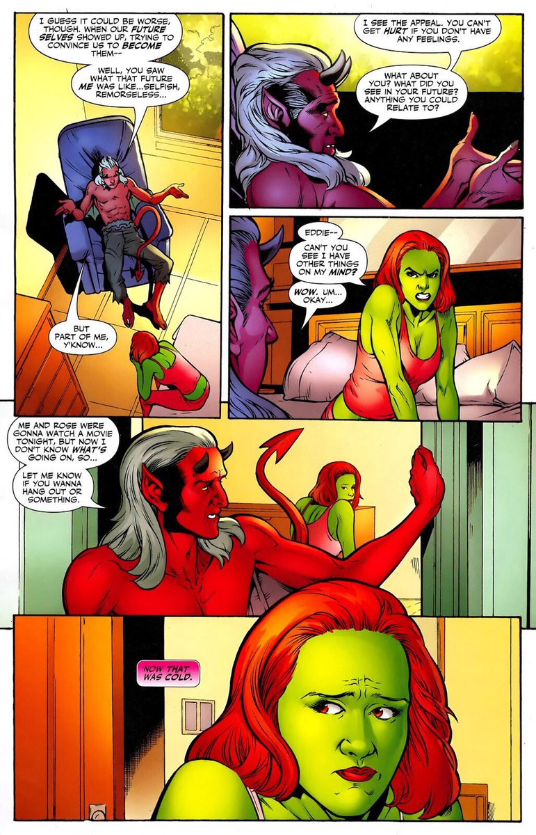 Mental illness is something we all need to be informed about such as when they showed us M’gann developing personality disorder which led her to do things out of character or even talking to herself at times as she was trying to find the balance of who she is.