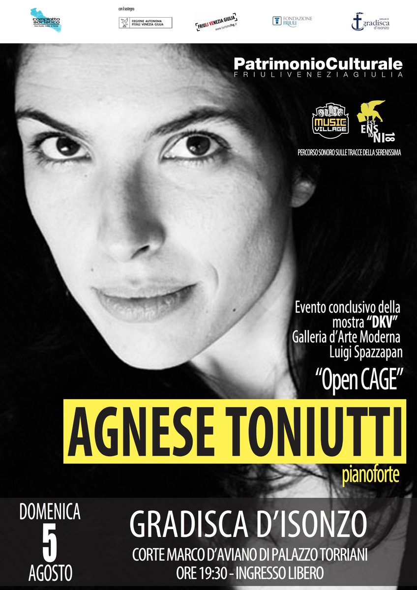 #MusicInVillageEstensioni - Percorso sonoro sulle tracce delle Serenissima" nuova tappa a #GradiscadIsonzo #GalleriaSpazzapan Corte Marco d'Aviano con #AgneseToniutti al pianoforte #OpenCage