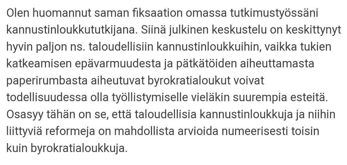HannuHynonen's tweet photo. "Liika vaikutusarviointi-into voi johtaa huonoon politiikkaan" by @OlliKarkkainen

Erinomainen kirjoitus. #politiikka #byrokratialoukku #kannustinloukku #työllisyys #aktiivimalli 
 https://t.co/xpYqnt9sH7 https://t.co/5YdOAKSDhJ