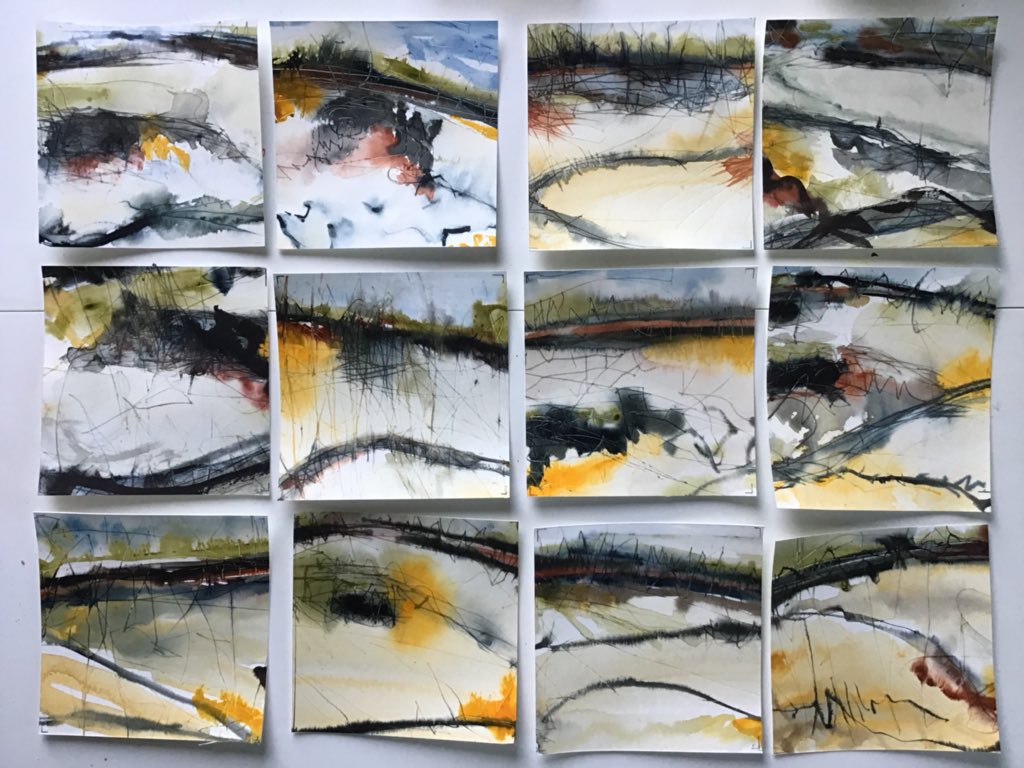 callyyeatman's tweet photo. Really excited that I will have a small solo exhibition of work @Taigh_C in Oct. Along the Peaty Shore: This is a quiet landscape where water and land mingle and the tide seeps silently, asking the question: Uist, land or water?  #bettergetmaking ! #uist #painting https://t.co/A12Ayr8reM