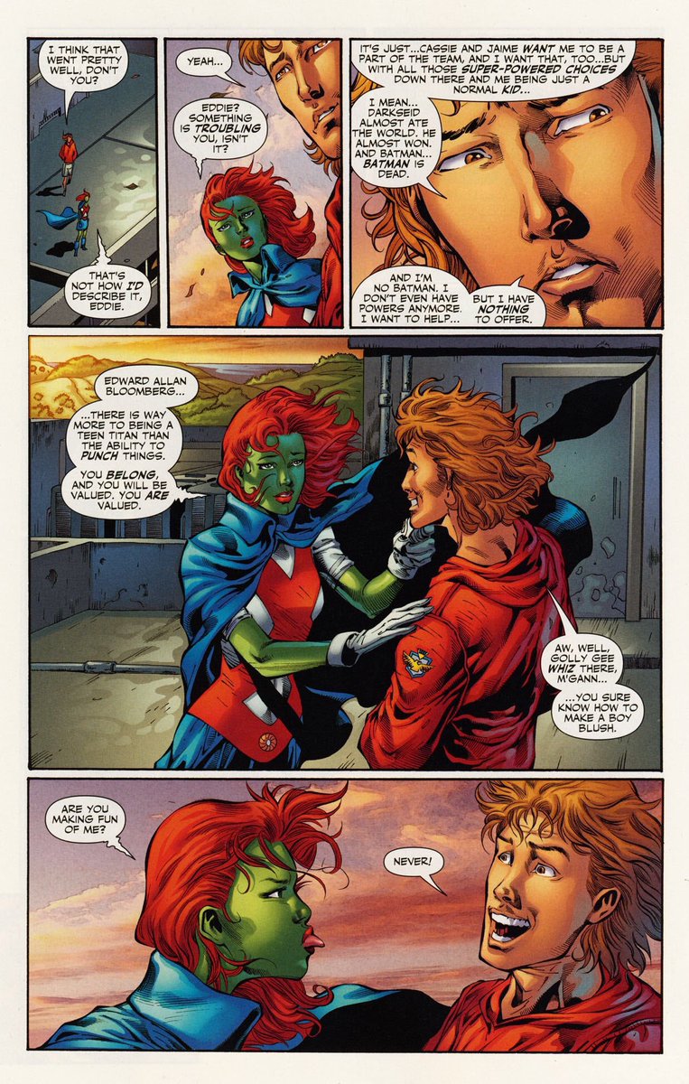 One thing that is always consistent with M’gann is her loving compassionate spirit for others and that how rich we are comes from the bonds we have for people not just materialistic things. Items come and go but friendships can last a life time! 