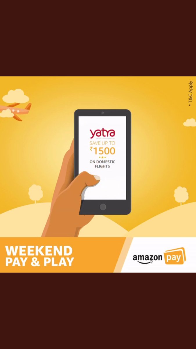 Khetra_csk07's tweet photo. @amazonIN @YatraOfficial Yatra offer on amazon
#Amazon #Yatra #WeekendPayAndPlay #AmazonFreedomSale
Join friends
@JeetKumar33
@TtwiitSharma
@TusharPadhan2 https://t.co/9DOvvWXS69