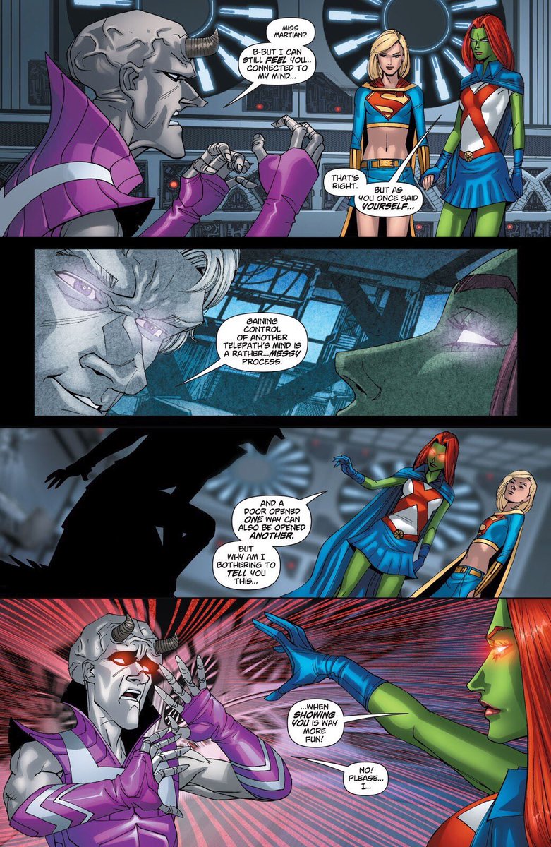 Miss Martian pretends to be mind controlled and gives Supergirl a plan to how to defeat Dubillex! Shows you just how skillful she is with her psychic powers!