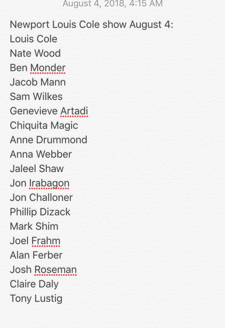 Here's the lineup today: