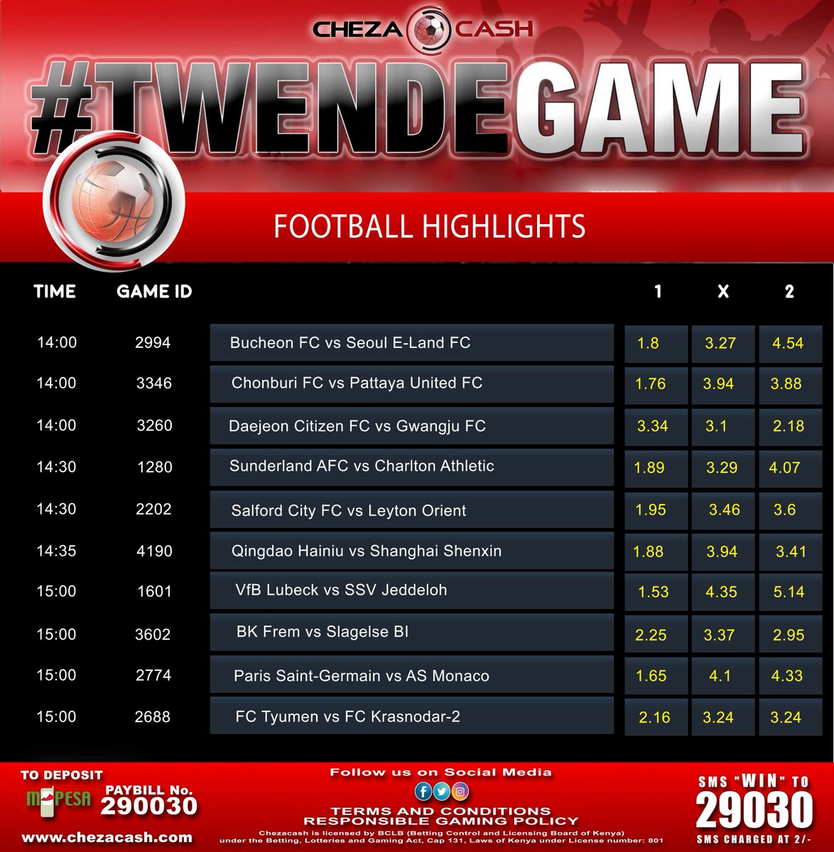 ChezaCash's tweet photo. โฝ๏ธ | FOOTBALL HIGHLIGHTS
MORE football matches to be played today | BET & WIN โผ๏ธ ๐ฐ๐ฐ
๐ฒBet Football ๐https://t.co/2bXCTOpLnj
#TwendeGame #MaishaNiMPESAtu #PizzaAtBigSquareLavi #GOKThisWeek #KU44thgraduation #JSHBR #HalalChallenge #MavaziByTuskys #ASTROWORLD https://t.co/zxC5pbd6hs
