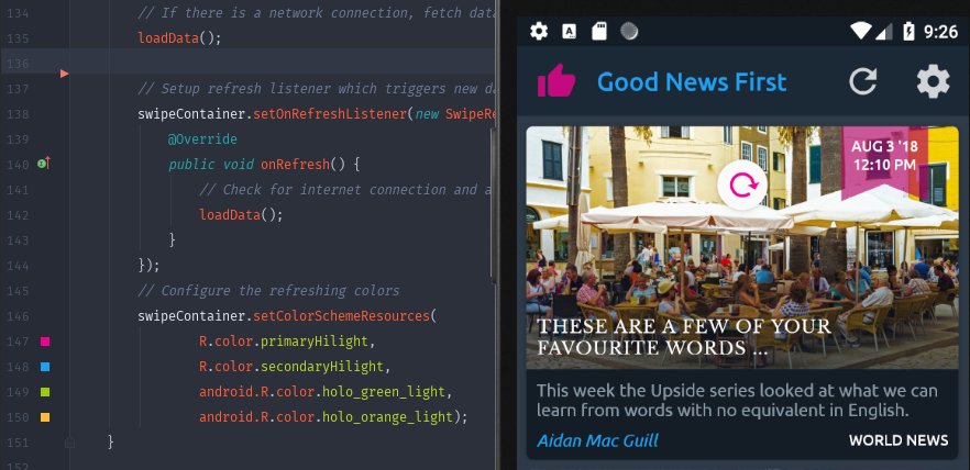 yummywakame's tweet image. #100DaysofCode D37 found almost all my API query strings for the Guardian News App which will be used via the user's settings and prefs soon. D38 I messed around with fragments & tabs then decided on a single screen. Now pulls to refresh 🧙♀️ #AndroidDev #LateNightCoding