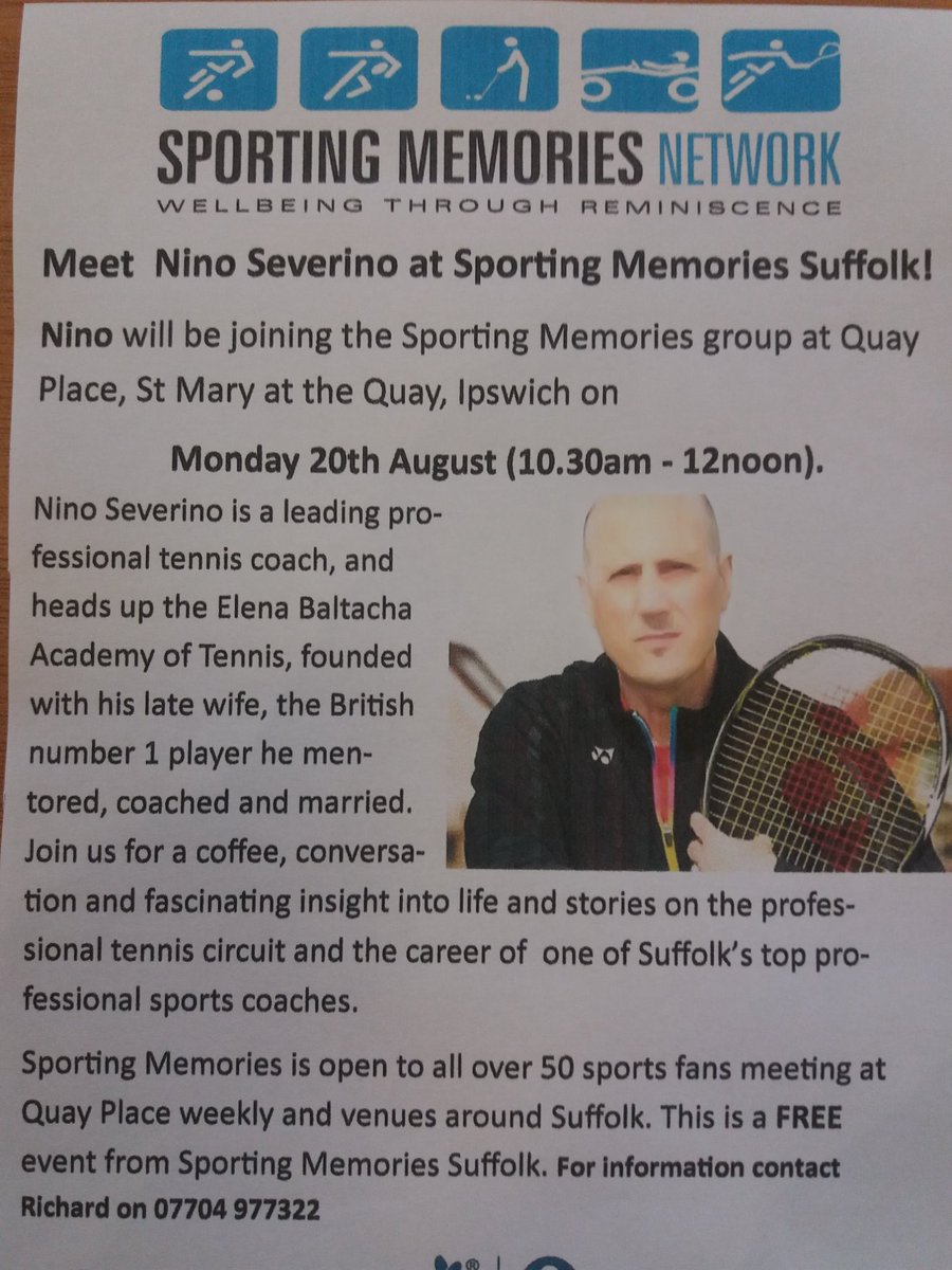 Save the date, 10.30am, 20 August @quayplace SMN group to meet Nino Severino and hear about his inspirational career in sport <a href="/Most_Active/">Keep Moving Suffolk</a> <a href="/Suffolksport/">SuffolkSport</a> <a href="/UniofSuffolk/">University of Suffolk</a>