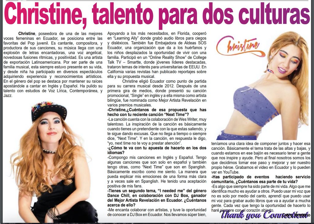 ArtistsReps1's tweet photo. Thank you #Connecticut #BilingualRadios and #Newspapers ❤️@christinemusic7 adding more spins across cultures 👏👏 #Congratulations #Felicitaciones #TalentoDeExportacion @ChristineFans7 https://t.co/RA7JVLLEtZ