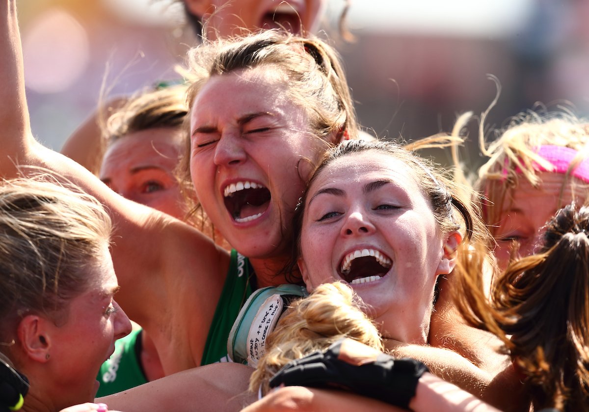 EnglandHockey's tweet photo. Emotional scenes. Huge congratulations to @irishhockey on reaching the #HWC2018 Final 👏 https://t.co/gdi6dOssKz