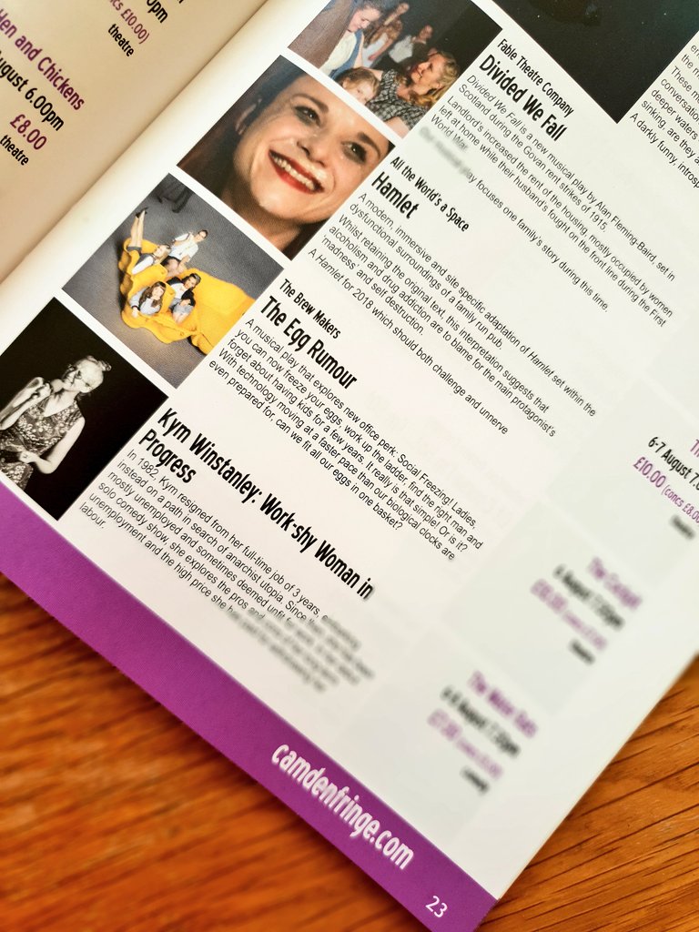 BrewMakersTC's tweet photo. You can find us and our show in your @CamdenFringe brochure on page 23!  Monday 6th @cockpittheatre @ 7pm!
#brewmakers #eggrumour #camdenfringe #newwriting https://t.co/9N2aBFY2QK