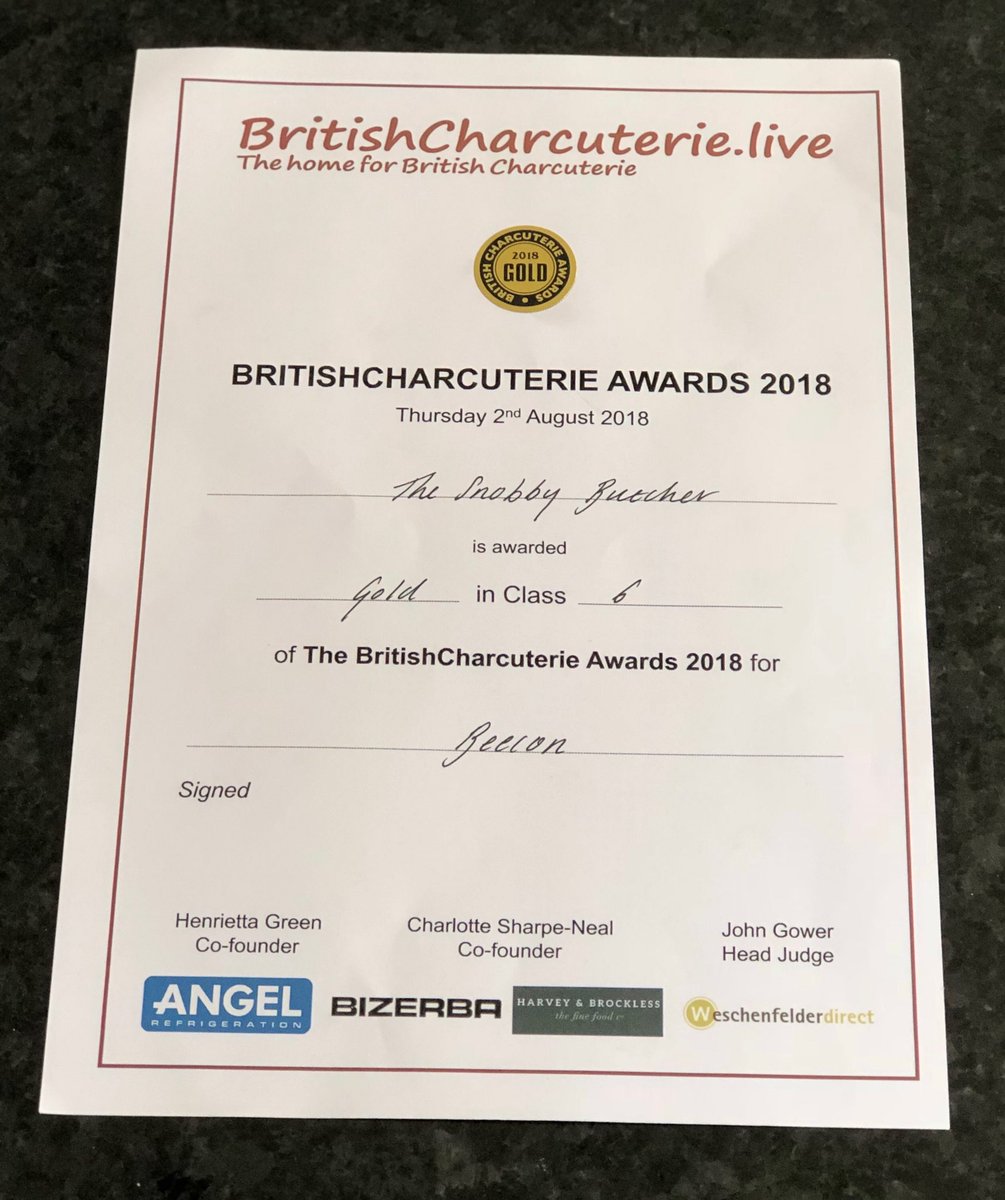 JohnnyPusztai's tweet photo. Our award for the smoked air dried beecon beef bacon only available at the snobby butcher bistro https://t.co/8mN4vlaZjY