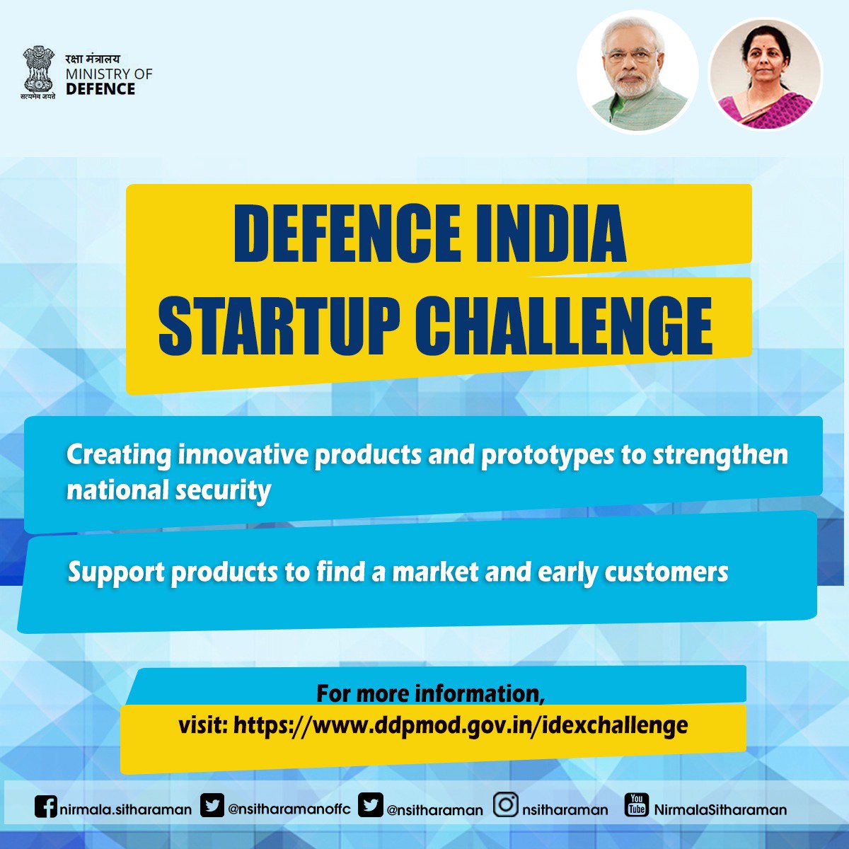 DefProdnIndia's tweet photo. Defence India Startup Challenge
#StartupForDefence. @drajaykumar_ias https://t.co/98NqkPvQb6