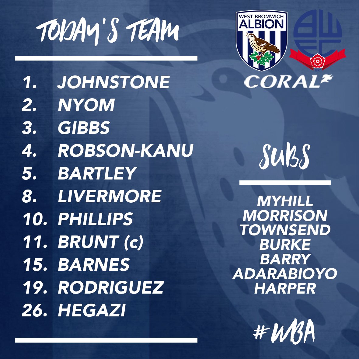 WBA's tweet photo. Here it is...

Darren Moore names his first starting XI of the 2018/19 @SkyBetChamp season.

#WBABOL | #COYB | #WBA https://t.co/0OiLp20CSA