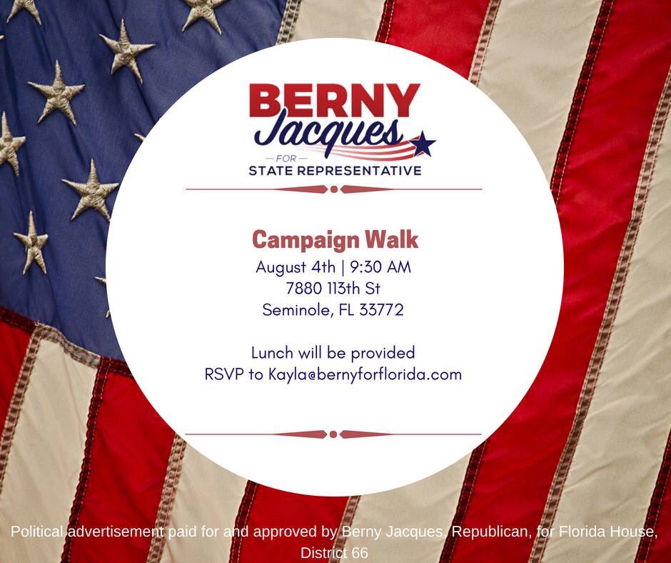 BernyJacques's tweet photo. Looking forward to seeing everyone this morning! #WeekendWithBerny #ProtectPinellas #flapol https://t.co/IWxLyAdu9r