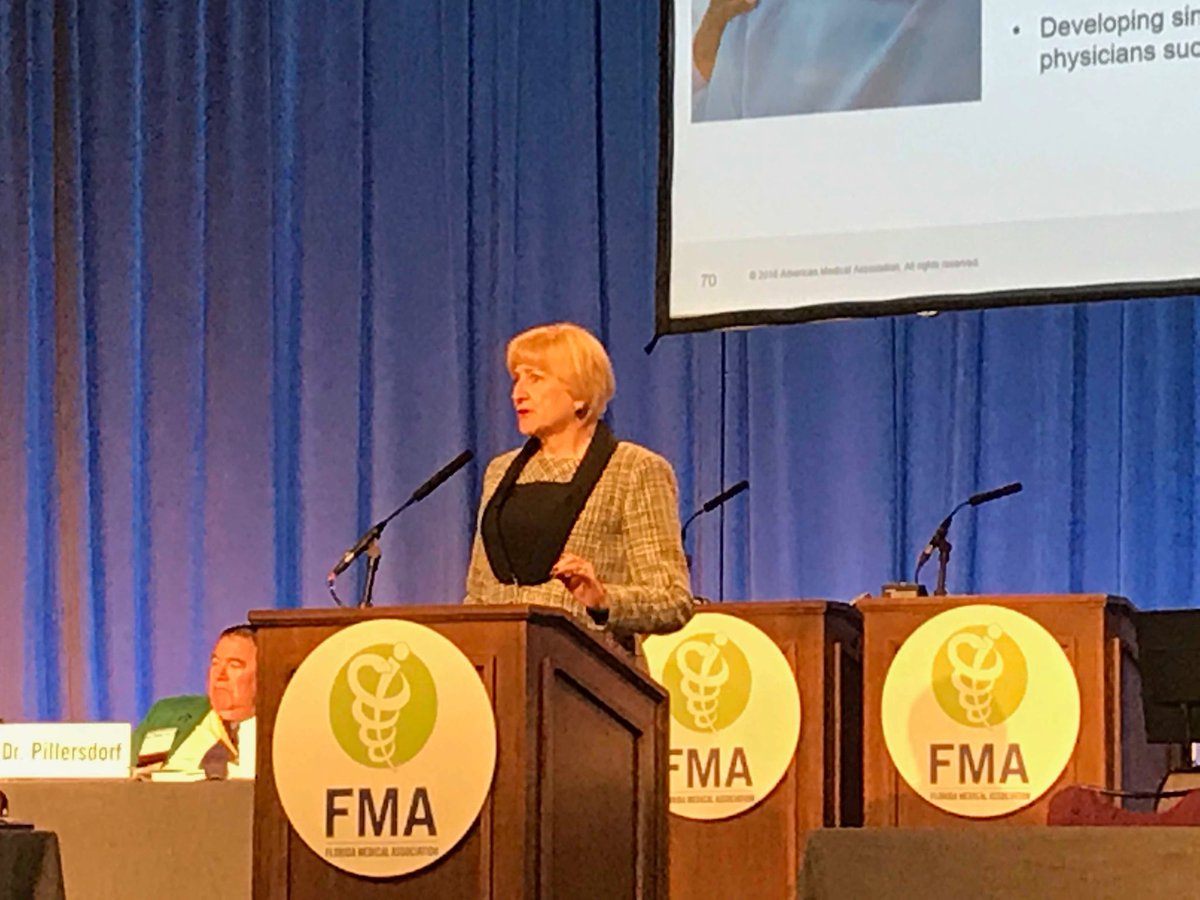 jgoldenbergmd's tweet photo. AMA President addressing the Florida Medical Association regarding the proposed CMS consolidation of E&amp;M codes. There will be more losers than winners. The House of Medicine should not be divided. #AANadvocacy https://t.co/B7BbQsyNB7
