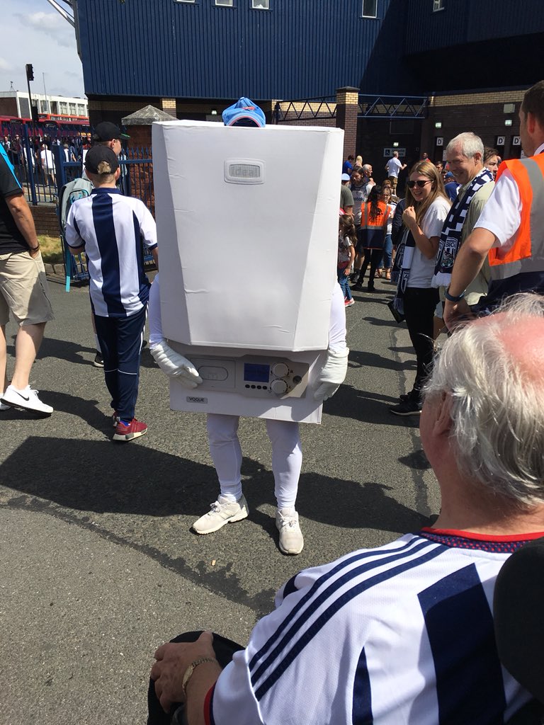 West Brom's boiler mascot makes his debut