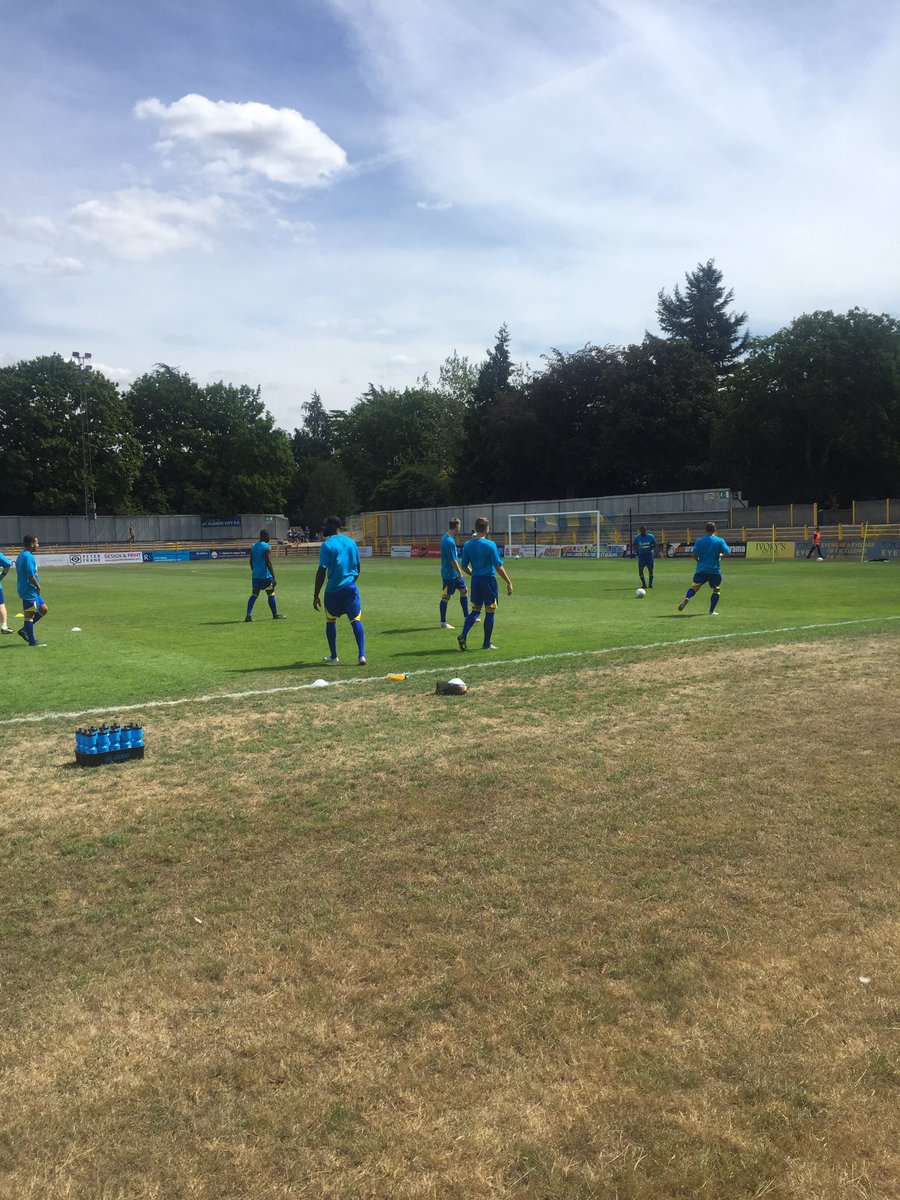 stalbanscityfc's tweet photo. The Saints are out for their pre-match warm-up! 💙💛#sacfc https://t.co/yPOVP2dzWu