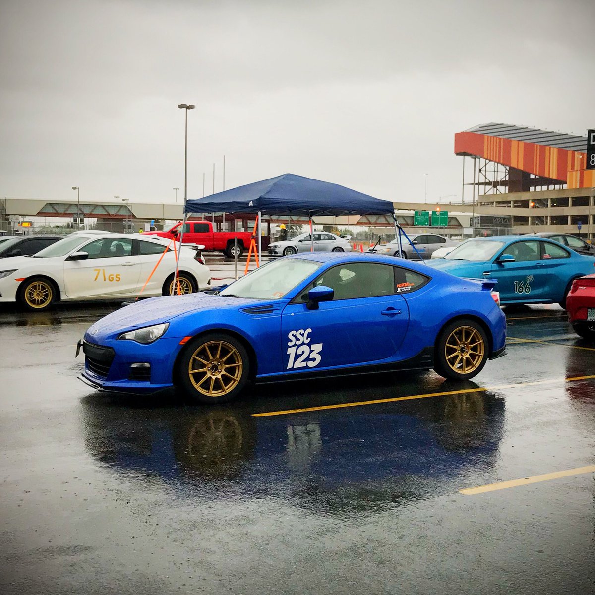 MrHansenLukman's tweet photo. Rain schmrain. Out here with the rest of the #autox mental asylum inmates. #subaru #projectBRZ #ssc #solospeccoupe https://t.co/LV63fvHbpr
