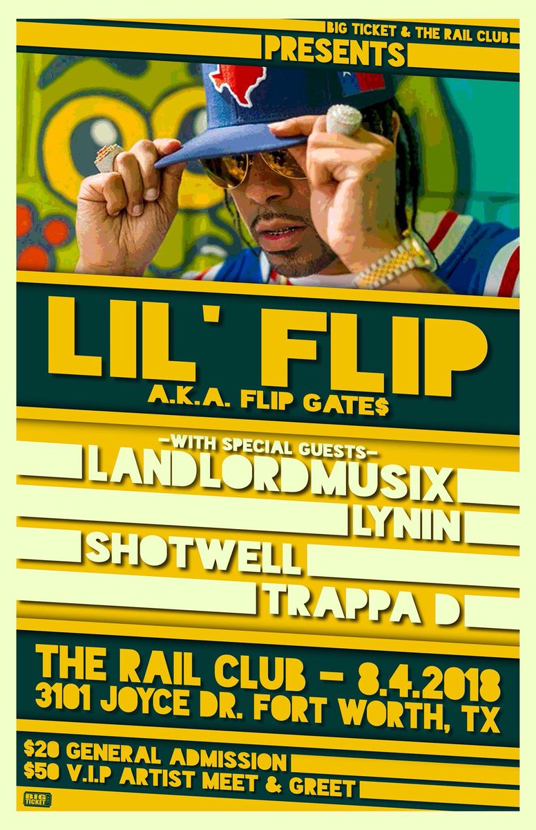 <a href="/LilFlip713/">Lil Flip</a> is at @therailclub tonight! Don’t forget to buy your tickets at therailclub.com #hiphop #lilflip