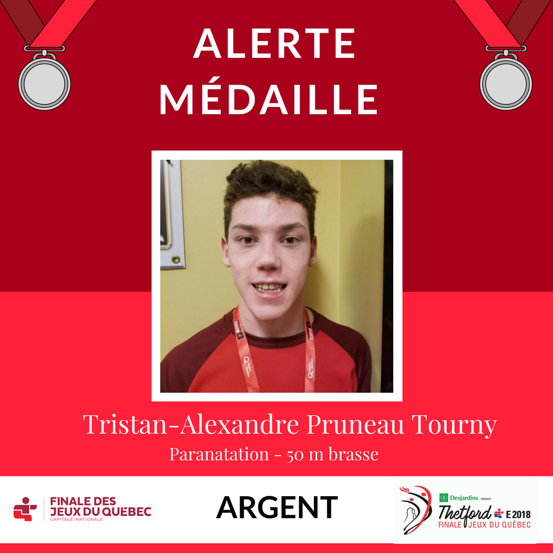 JDQCapNat's tweet photo. Hier, en paranatation, Tristan-Alexandre Pruneau Tourny a remporté la médaille d'argent au 50 mètres brasse en plus de battre un record canadien dans sa catégorie (S7)! 

#gocapnat #jdq2018 #gojdq https://t.co/fKi8UsyhYv