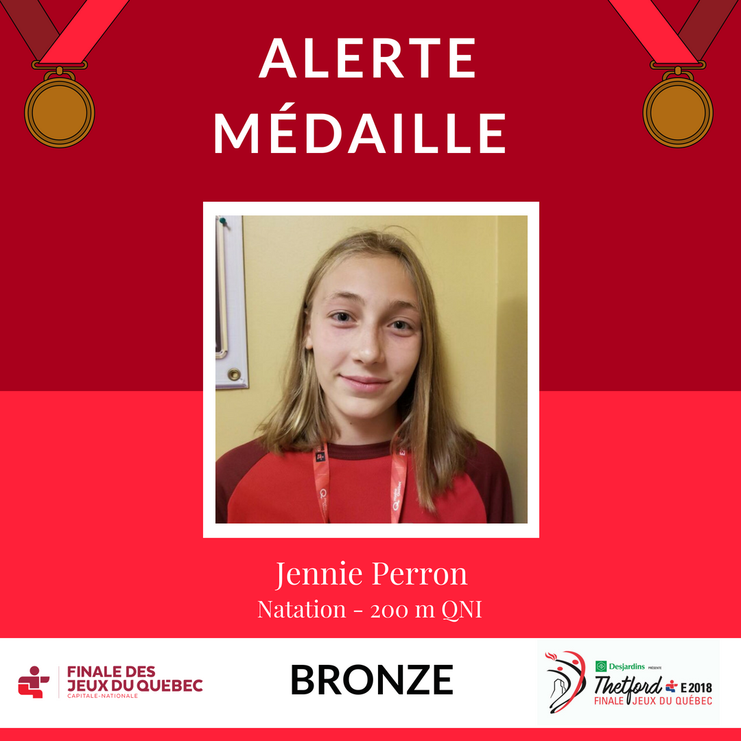 JDQCapNat's tweet photo. Hier, Jennie Perron a récolté une autre médaille au 200 mètres QNI! Félicitations!

#gocapnat #gojdq #jdq2018 https://t.co/koJ5m0CAEK