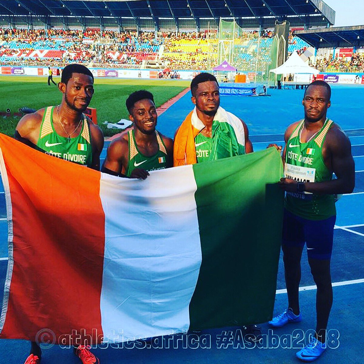 On remporte la médaille de bronze🥉au relais 4x100M à #Asaba2018 au #Nigeria aux Championnats d’Afrique d’athlétisme. Grand merci à chacun de vous.

#ArthurCG | @jumo_wemo