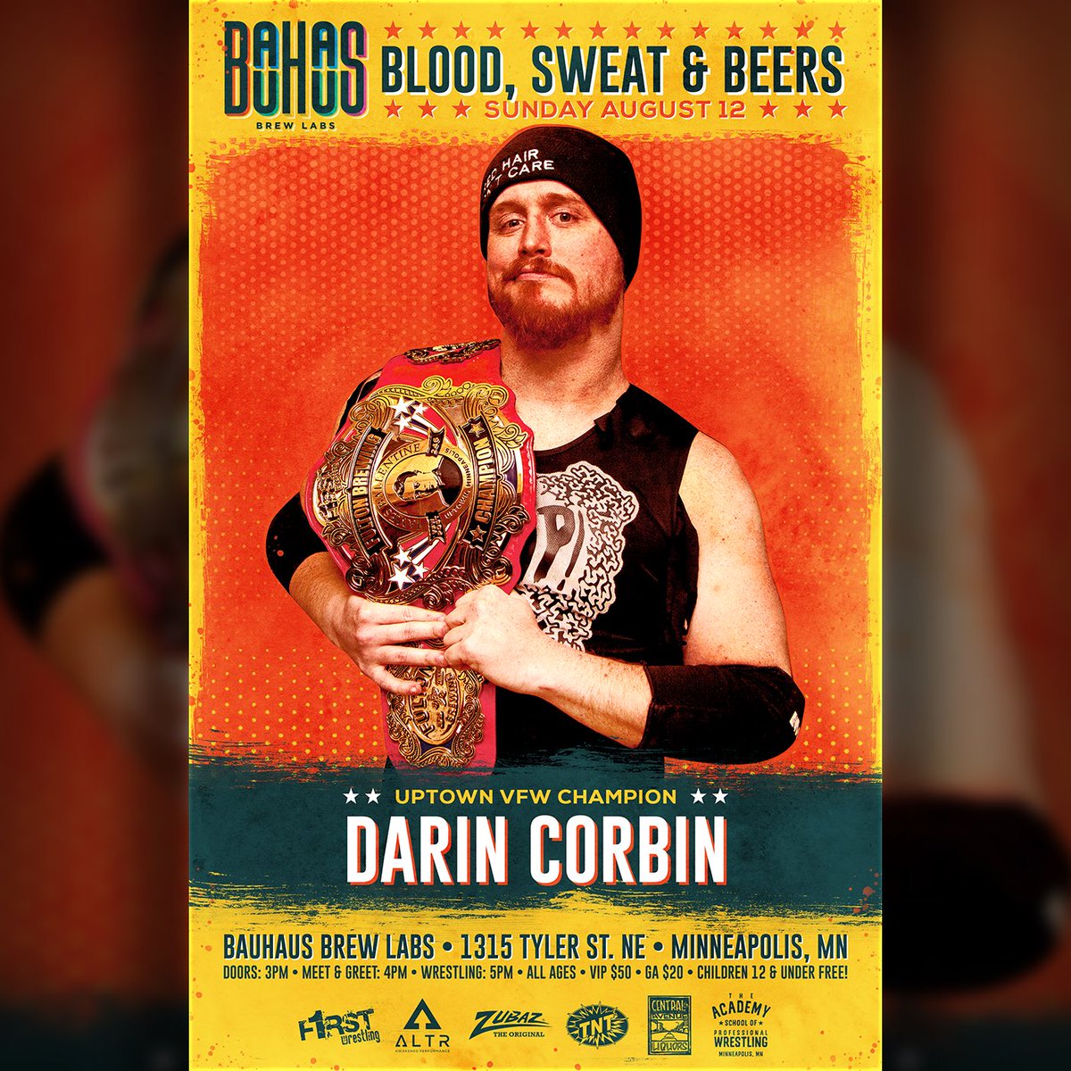 The #UptownVFWChampion, @DarinCorbin is coming to BLOOD, SWEAT & BEERS!

SUNDAY
August 12th
@BauhausBrewLabs 
Minneapolis, MN
Doors: 3pm
VIP Meet & Greet: 4pm
Show Starts: 5pm
ALL AGES! (🍻21+)

🎟 dojour.us/e/8211-blood-s…
