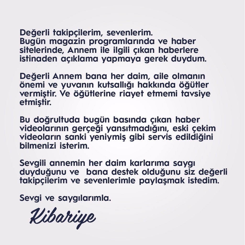 kibariyem's tweet photo. Değerli sevenlerim ve takipçilerim.... #kibariye https://t.co/eSrXQnPVZT