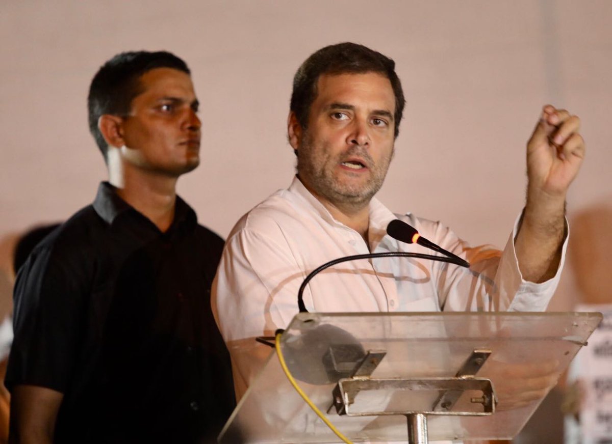 INCIndia's tweet photo. There is no place for violence against women in a civilised society. Congress President, @RahulGandhi speaks at a protest against the horrific rapes in Muzaffarpur, Bihar. https://t.co/lbQhMiRSZW