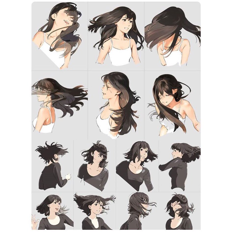 Anime Hair Reference Material | Sketch head, Art drawings sketches, Drawing  sketches