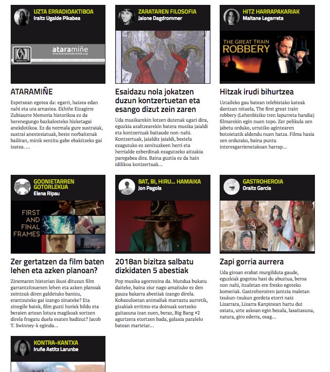 Gaztezulo's tweet photo. [#Blogak] 
Zinema, moda, musika, sukaldaritza, liburuak...
GAZTEZULOko blogariak ezagutzen dituzu? 
@hellehellei @arkkuso  @mailegetx @ninaizane @ElenaRipau @Oraitz @jonpagola ...
SARTU eta kuxkuxeatu👉  https://t.co/7HDpzvdvqN https://t.co/vVnhnrzAOI