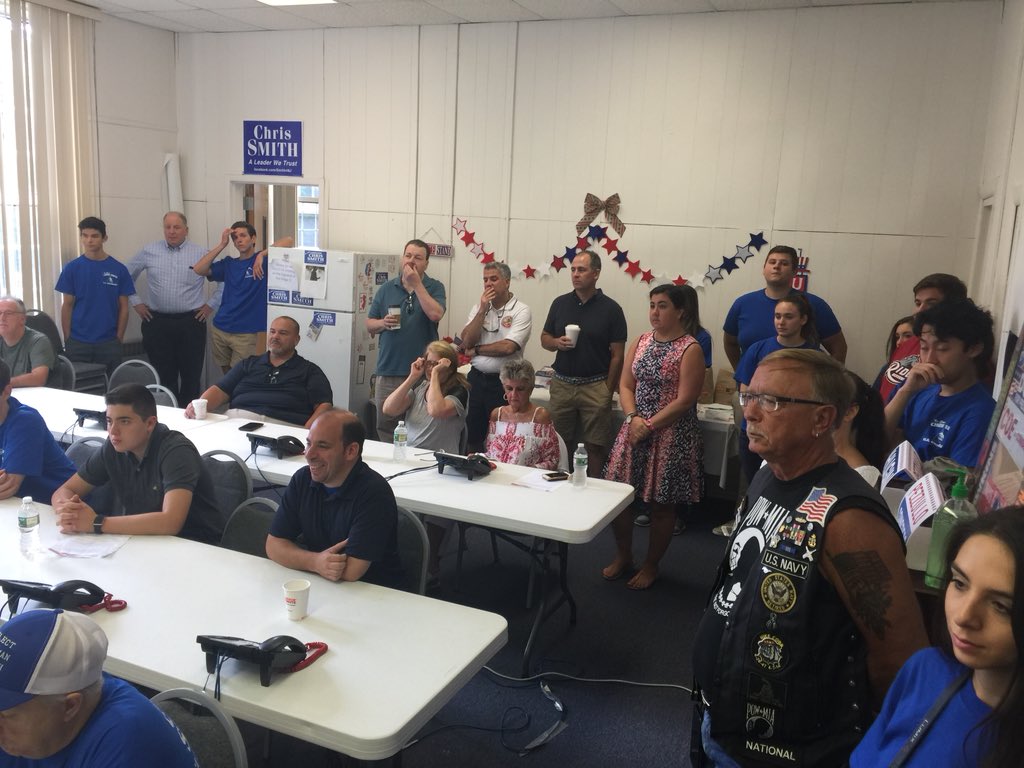 HowellNJGOP's tweet photo. Rain didn’t stop so many volunteers @MonmouthGOP Headquarters. Packed house of supporters spreading the word. Vote Republican. Keep Monmouth & Howell a great place to live work & play. Deputy Mayor @robnic9619 @ThomasRussoEsq Juan Malave @pamnation411 #HowellFirst #RedWave2018 https://t.co/MZAkWkeNij