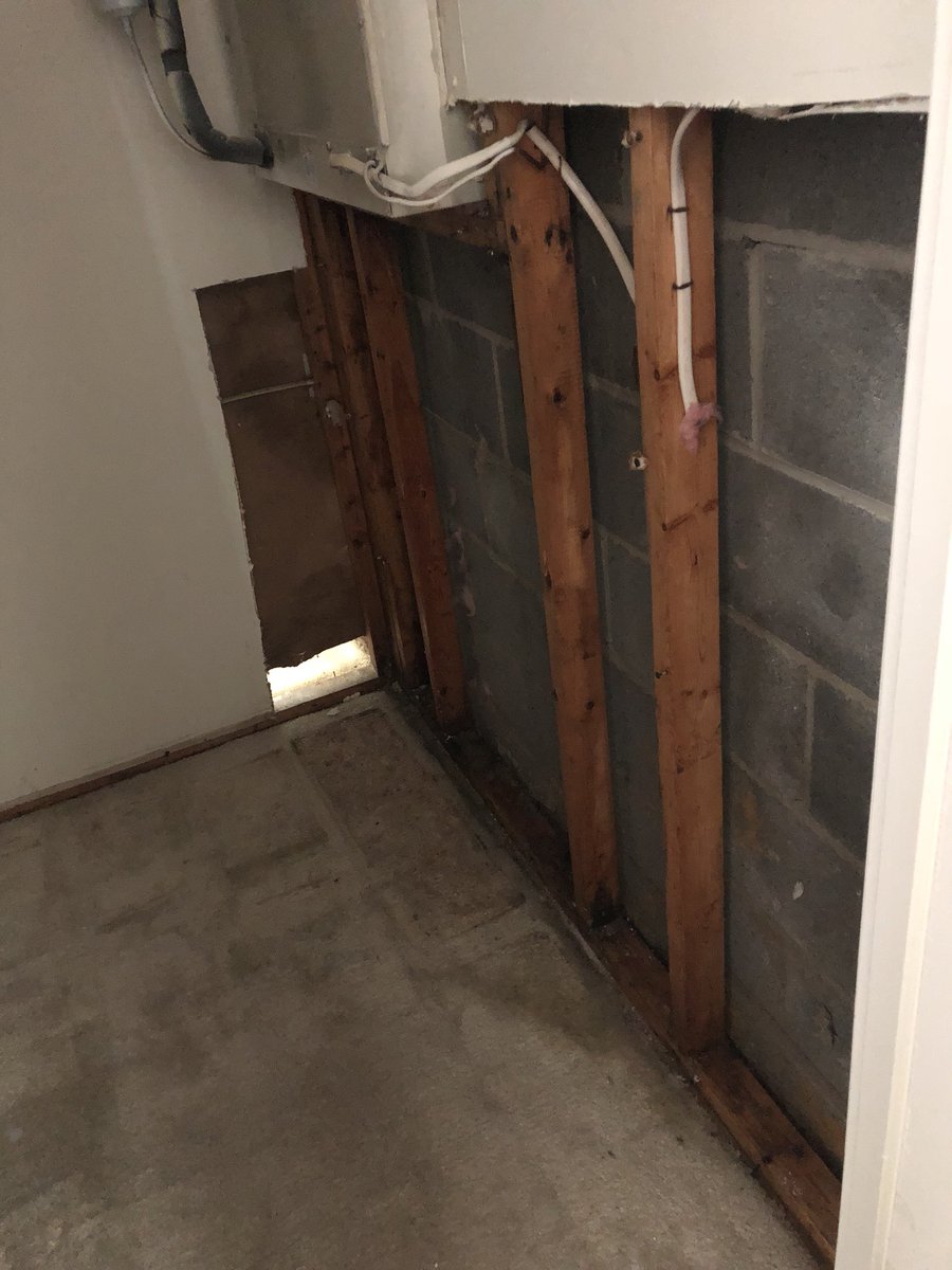 WillPheesh's tweet photo. Comic room repair begun; removed wet padding under the carpet, cut away moldy drywall & baseboards, & tossed out wet carpet padding. Next round of work should be on Monday or Tuesday, after everything dries out. #SaveTheComics https://t.co/CGQJoHaHNk