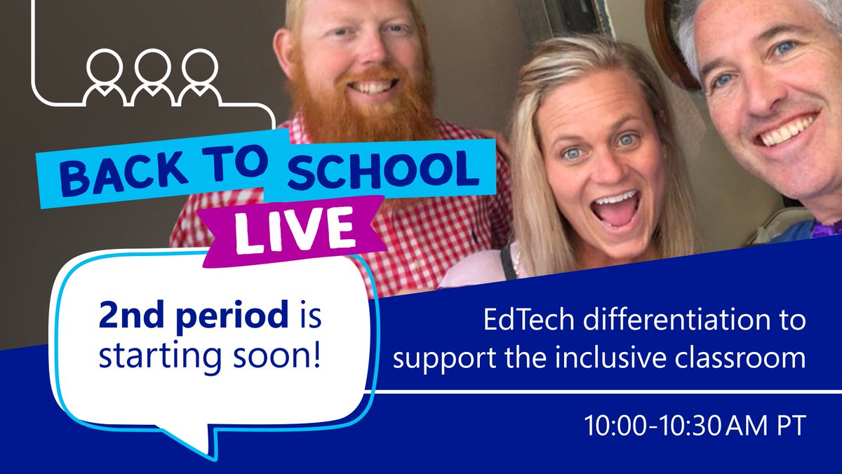 Microsoft Education (@microsoftedu) on Twitter photo In 2nd period, weβre discussing how to create an inclusive classroom with #EdTech experts <a href="/shfarnsworth/">ππππππ’ππ π΅πππππ ππππ</a> and <a href="/web20classroom/">ππππππ π. π°πππππππ</a>, with product demos from #MicrosoftEDUβs <a href="/mtholfsen/">Mike Tholfsen</a>. Tune into #BacktoSchool LIVE over on Facebook β class is about to start! msft.social/h4JCZa In 2nd period, weβre discussing how to create an inclusive classroom with #EdTech experts <a href="/shfarnsworth/">ππππππ’ππ π΅πππππ ππππ</a> and <a href="/web20classroom/">ππππππ π. π°πππππππ</a>, with product demos from #MicrosoftEDUβs <a href="/mtholfsen/">Mike Tholfsen</a>. Tune into #BacktoSchool LIVE over on Facebook β class is about to start! msft.social/h4JCZa