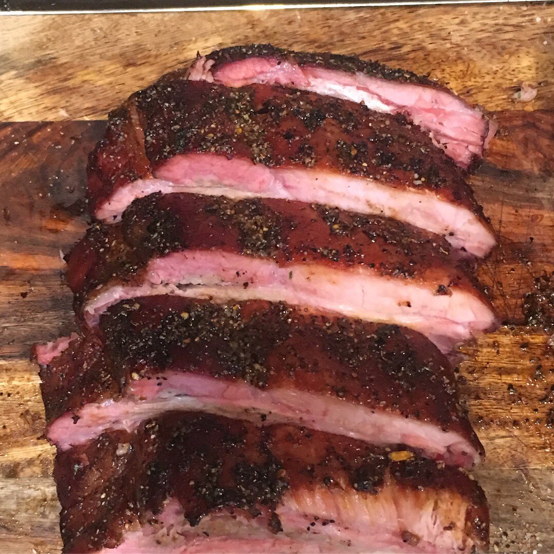 Some excellent baby back ribs using <a href="/WinnersBBQ/">Winners BBQ</a> rub!! #gunsup #bbq