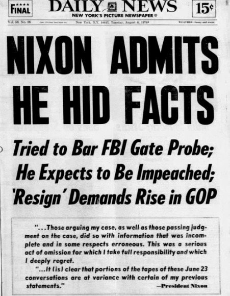 New York Daily News after Nixon releases smoking gun tape, this