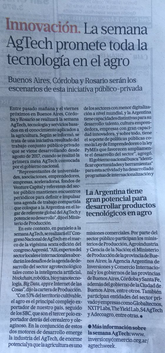 ivordonez's tweet photo. El #AgTechWeek, apoyado sobre la vasta red y experiencia de @aapresid es la semana que viene, en sintonía con el congreso anual #Sustentología
#Campo del siglo XXI 💪🏾💡📡📱💻 https://t.co/ZHo1nF3YyN