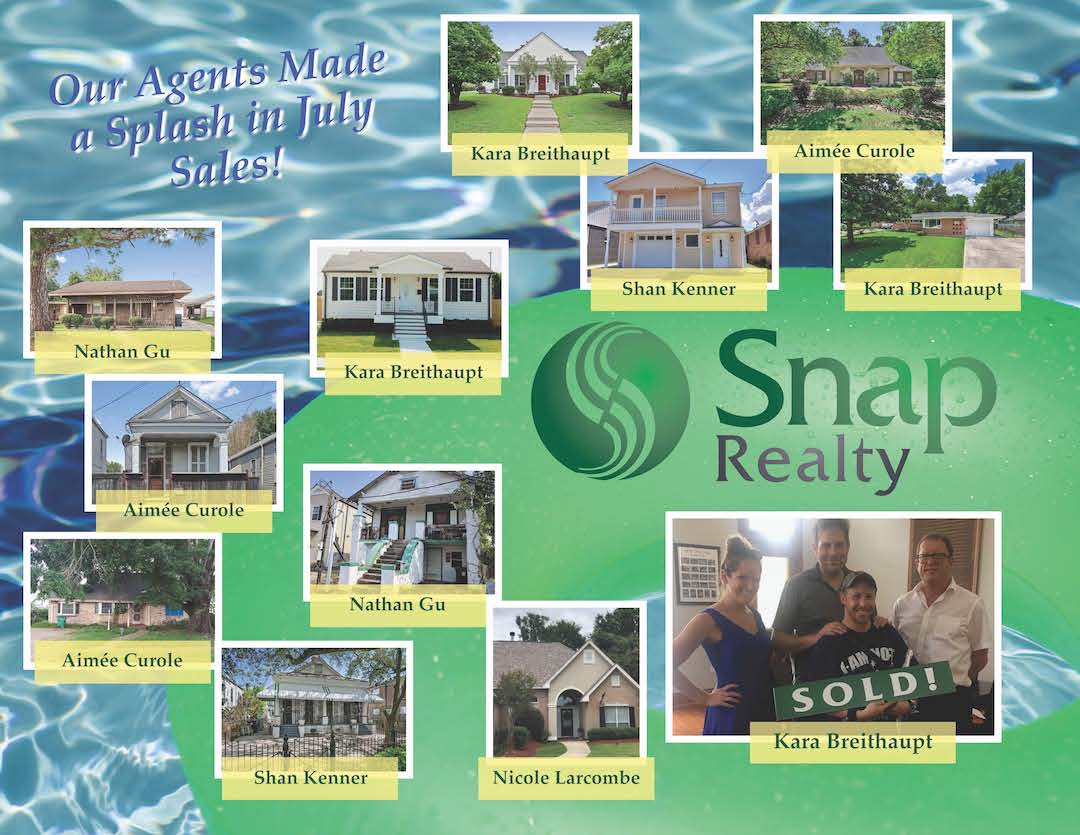 SnapRealtyNOLA's tweet image. Our agents are making a big splash with these hot July sales!  
#snaprealty #snaprealtynola #itsasnap