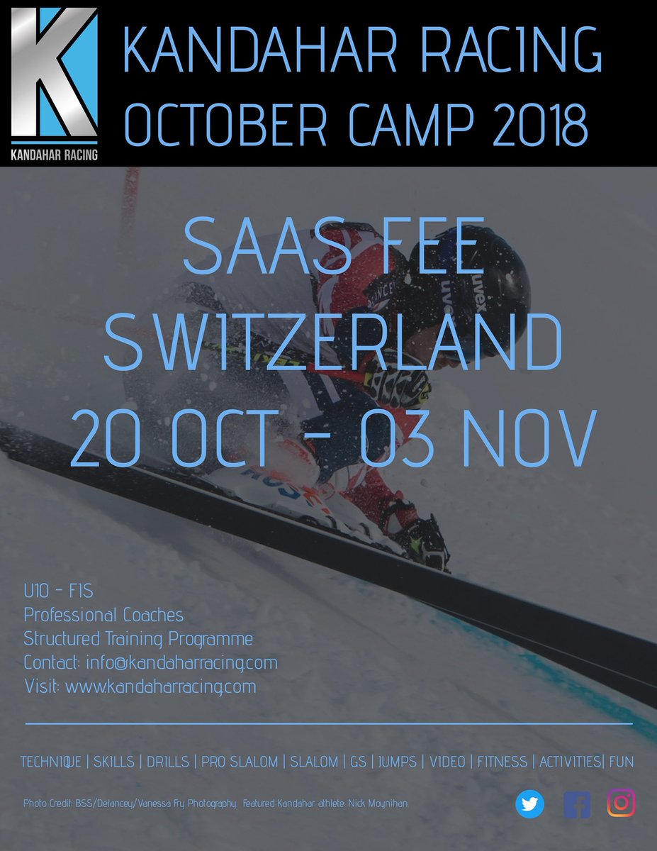 Bookings are open for October Camp in Saas Fee, Switzerland from 20 Oct - 03 Nov 2018 💥 Spots always book up quick, so get online and reserve your place at kandaharracing.com/october-camp 👊🏼💪🏻⛷🏆 #kandaharracing #jointheteam #saasfee 🇨🇭