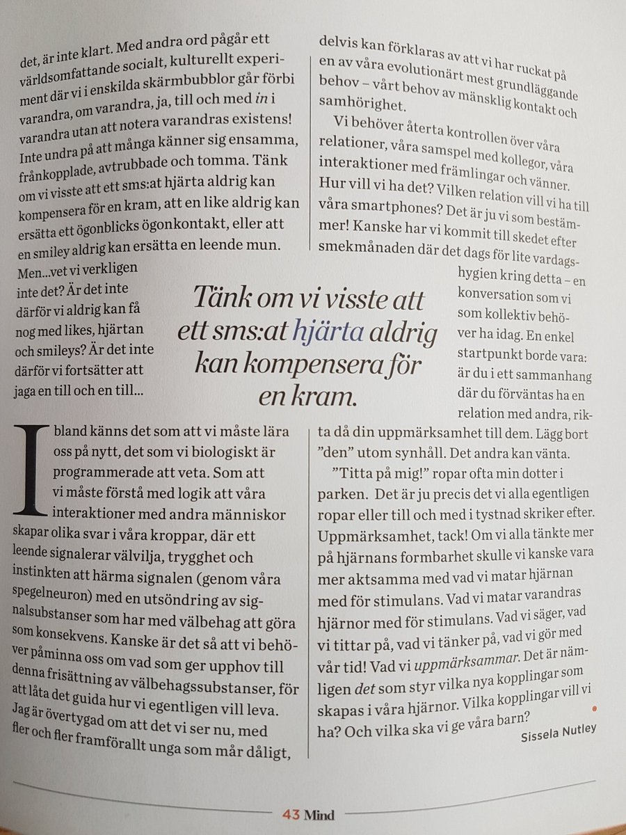 Ang. hjärnan, mentalt mående och sociala medier - ni glömmer väl inte att kramas?