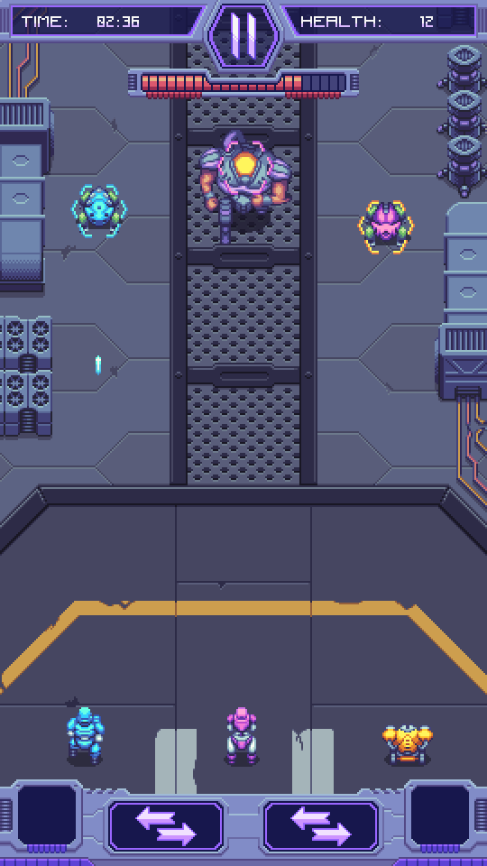 MoltenCoreUY's tweet photo. Mock up and concept art from Robotriad's first boss battle for today's #screenshotsaturday . Have a nice weekend everyone! 
#pixelart #gamedev #indiedev #mobilegame #madewithunity https://t.co/jphlKhjNJa