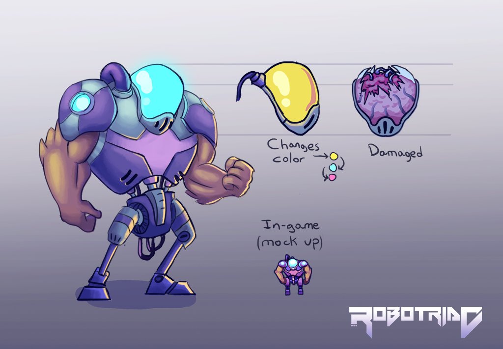 MoltenCoreUY's tweet photo. Mock up and concept art from Robotriad's first boss battle for today's #screenshotsaturday . Have a nice weekend everyone! 
#pixelart #gamedev #indiedev #mobilegame #madewithunity https://t.co/jphlKhjNJa