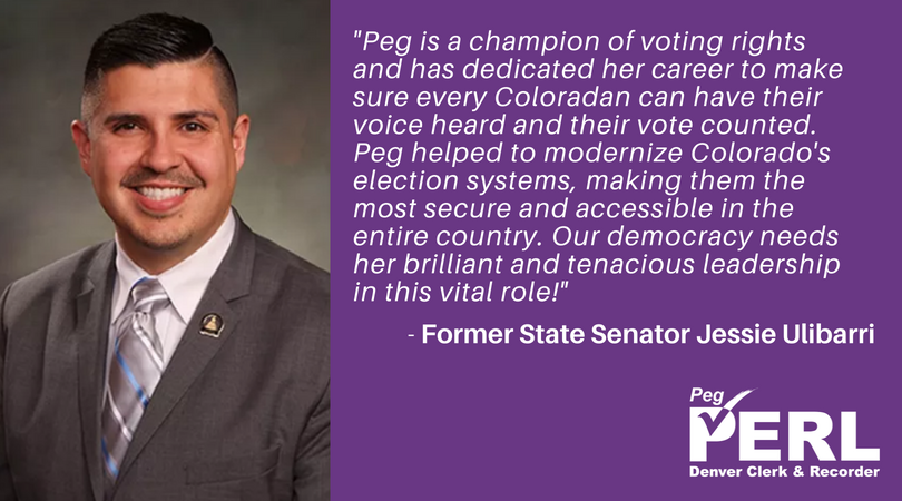Peg_Perl's tweet image. So humbled to have the support of community champion &amp;amp; voting rights warrior Former CO Senator Jessie Ulibarri (@jessie4CO)! #TeamPeg #coleg #copolitics #Denver